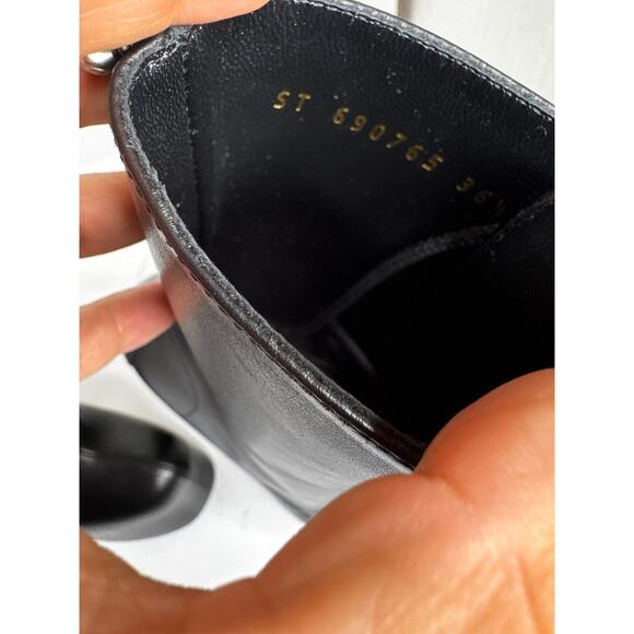 Saint Laurent Black Cherry Leather Platform Ankle Boots lace-up Designer EU 36.5 - Picture 14 of 14